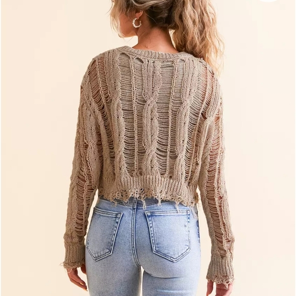 Hyfve Buckle Tan Day Distressed Sweater NWT Size Large - Picture 8 of 8